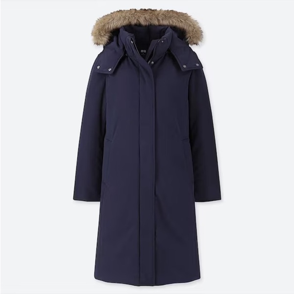 Uniqlo Navy long down jacket perfect for winter